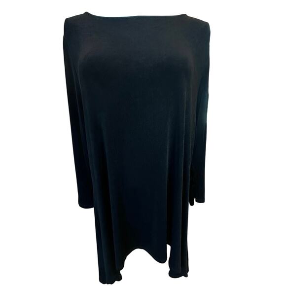 Chico’s Travelers Size 3 US XL Black Slinky Knit Long Sleeve Stretch Tunic Top - Picture 1 of 12
